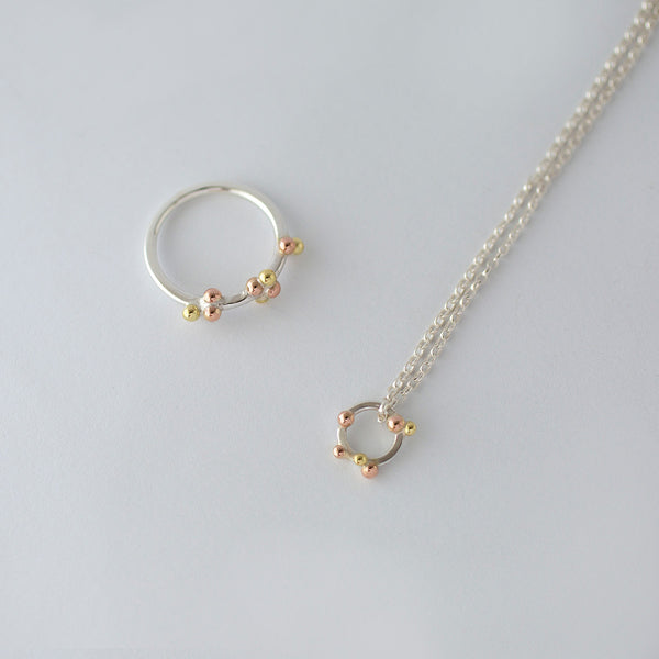 'Golden Bubbles' 18ct Gold, 9ct Rose Gold and Silver Necklace