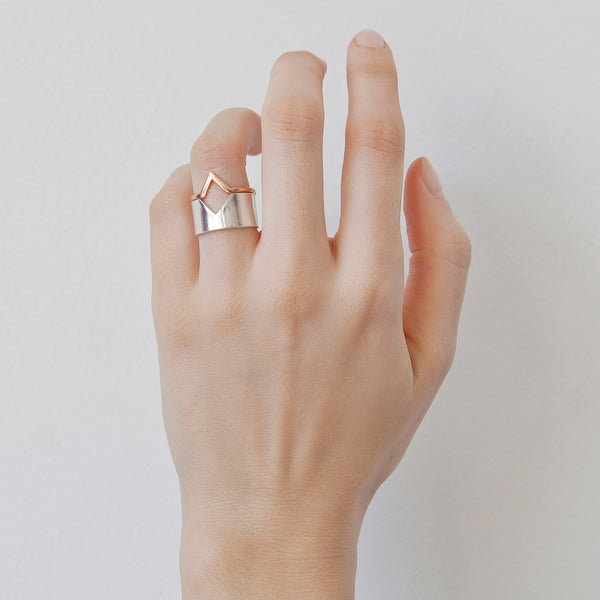 'Flip It' 9ct Rose Gold & Silver 2 part Ring