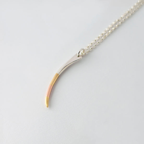 'Stripey Claw' 18ct Gold, 9ct Rose Gold and Silver Necklace