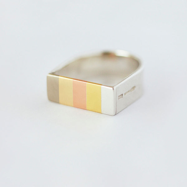 'Golden Rainbow' Ring 18ct Golds/Silver/9ct Golds