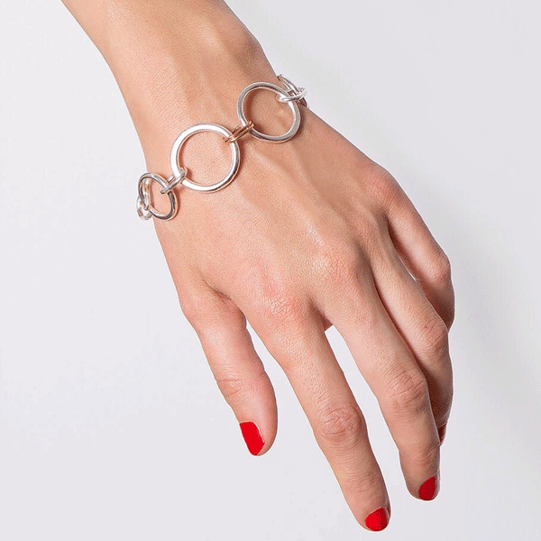 'Totally Loopy' Solid 9ct Rose Gold and Silver Bracelet