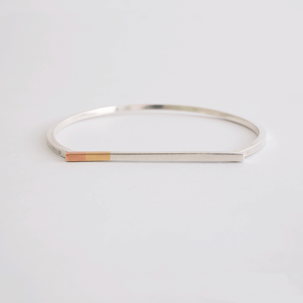 'Mini Stripe Bangle' Solid 9ct Golds and Silver