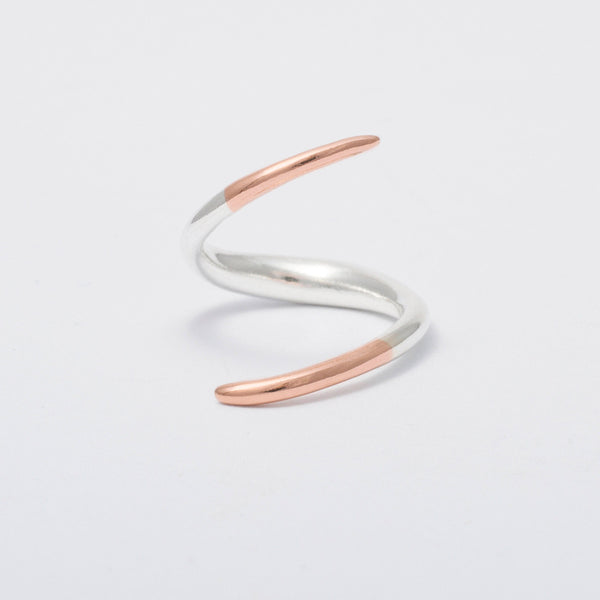 'Rose Claw' Solid 9ct Rose Gold & Silver Ring