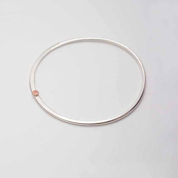 'Dot Rose Bangle' Solid 9ct Rose Gold and Silver