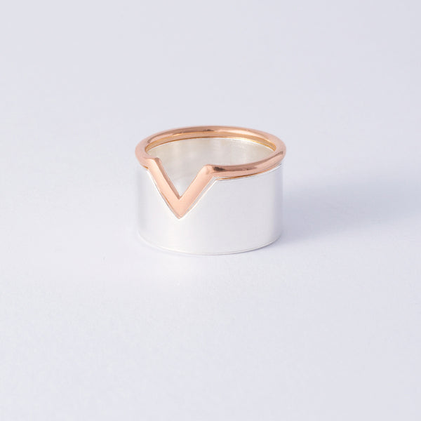 'Flip It' 9ct Rose Gold & Silver 2 part Ring