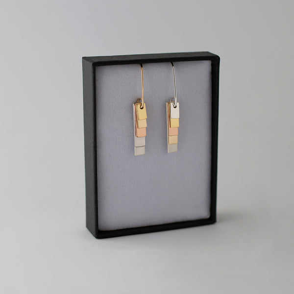 SOLD OUT 'Sunset Tag' Earrings - 18ct gold, 9ct gold and Silver