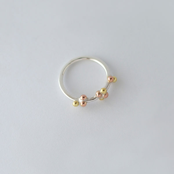 'Golden Bubbles' Ring 18ct Gold/Silver/9ct Rose Gold