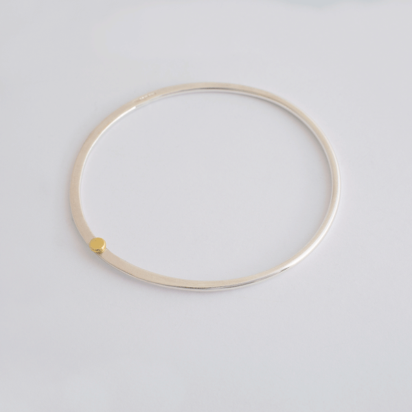 'Dot Yellow Bangle' Solid 18ct Gold and Silver