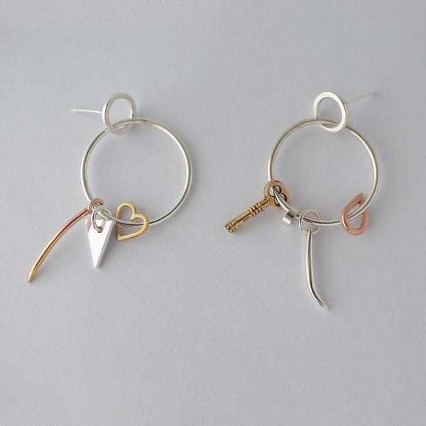 'Key to My Heart' ONE OFF Mixed Rose/Yellow Gold & Silver Hoops SOLD OUT