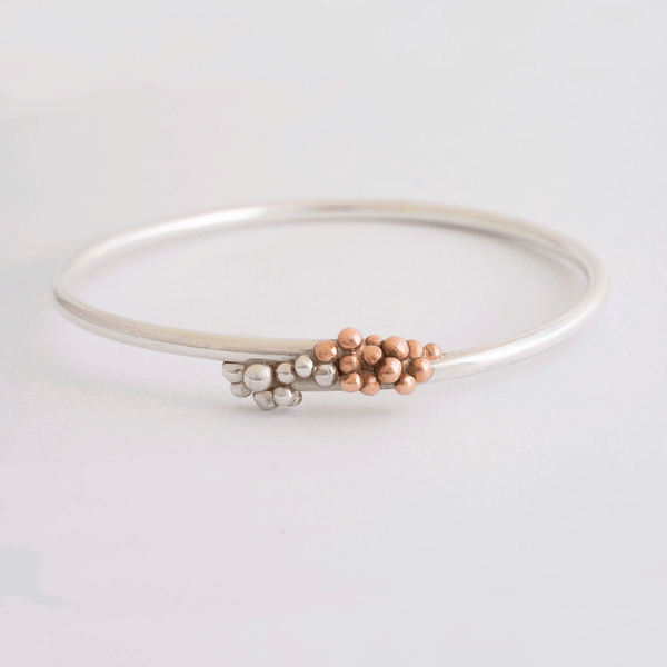 'Bubbly Bangle' Solid 9ct Rose Gold and Silver