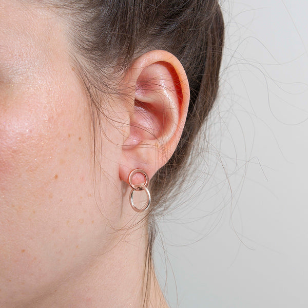 'Mini Odd Rose Hoops' 9ct Rose Gold & Silver Earrings