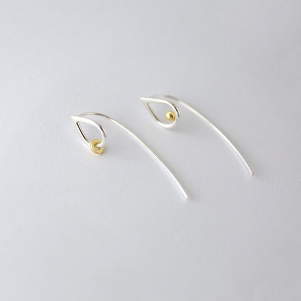 'Tear Sticks' 18ct Gold & Silver Earrings