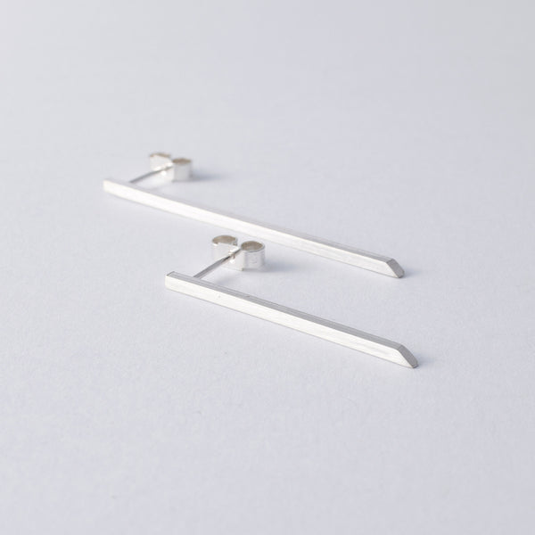 'Asymmetric' Silver Long Stick Earrings