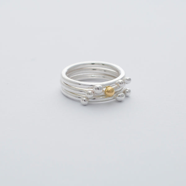 'Bubble Stackers' Silver/Silver & 9ct Rose Gold/Silver & 18ct Gold