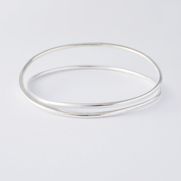 'Double Trouble' Silver Bangle