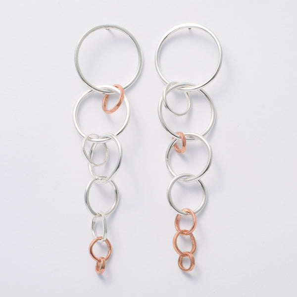 'Hoopy Loopy' 9ct Rose Gold & Silver Earrings