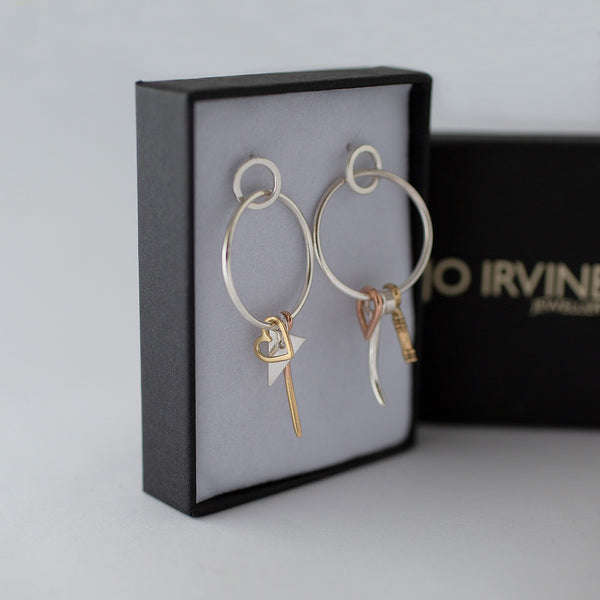 'Key to My Heart' ONE OFF Mixed Rose/Yellow Gold & Silver Hoops SOLD OUT