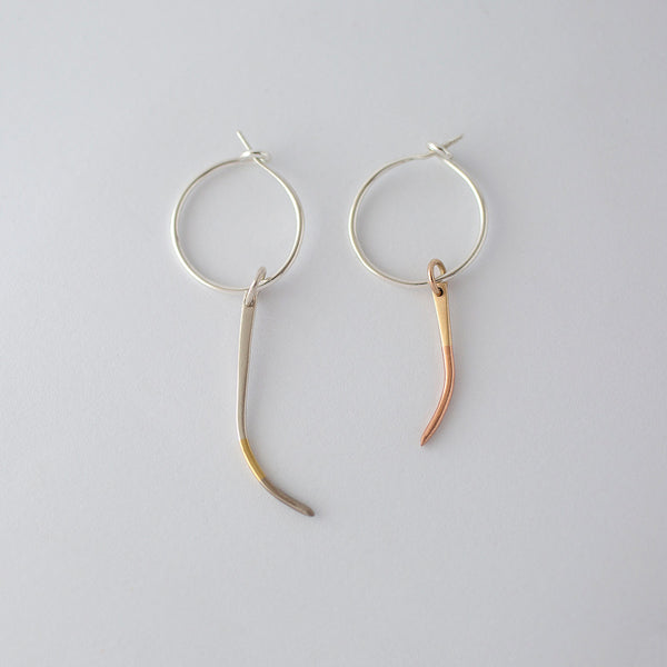 'Hoop Claws' Mixed 18ct & 9ct Rose/Yellow/White Gold & Silver Hoops