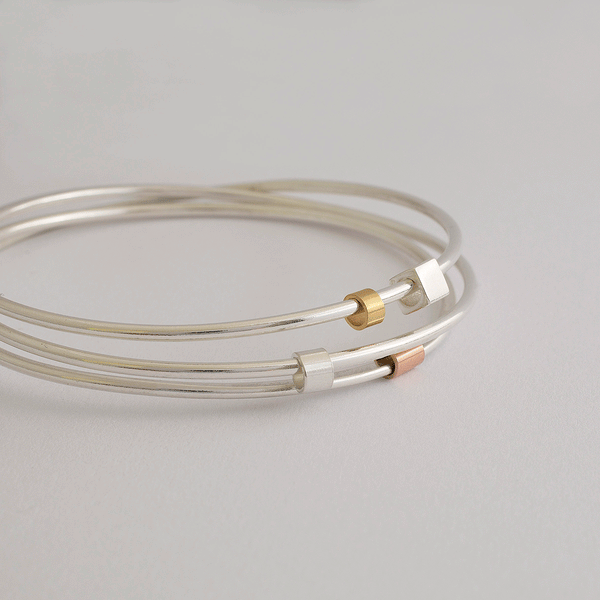 'Move It Shake It' Bangle - Solid 9ct Golds and Silver