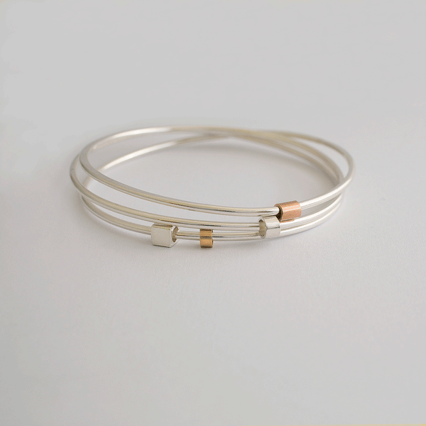 'Move It Shake It' Bangle - Solid 9ct Golds and Silver