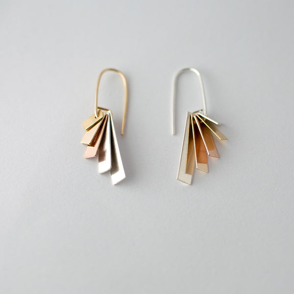 SOLD OUT 'Sunset Tag' Earrings - 18ct gold, 9ct gold and Silver