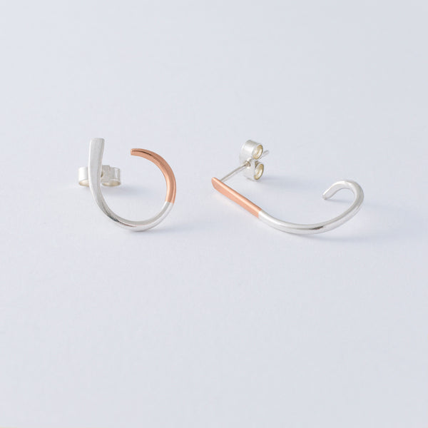 'Wiggle Rose' 9ct Rose Gold & Silver Earrings